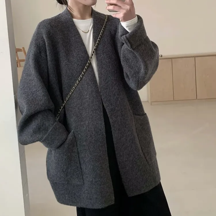 chic高货！尖货！气质韩版女宽松软糯高级感中长款百搭毛衣外套显瘦