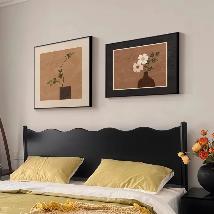 中古风卧室床头装饰画复古高级感餐厅背景墙挂画艺术客厅壁画新款