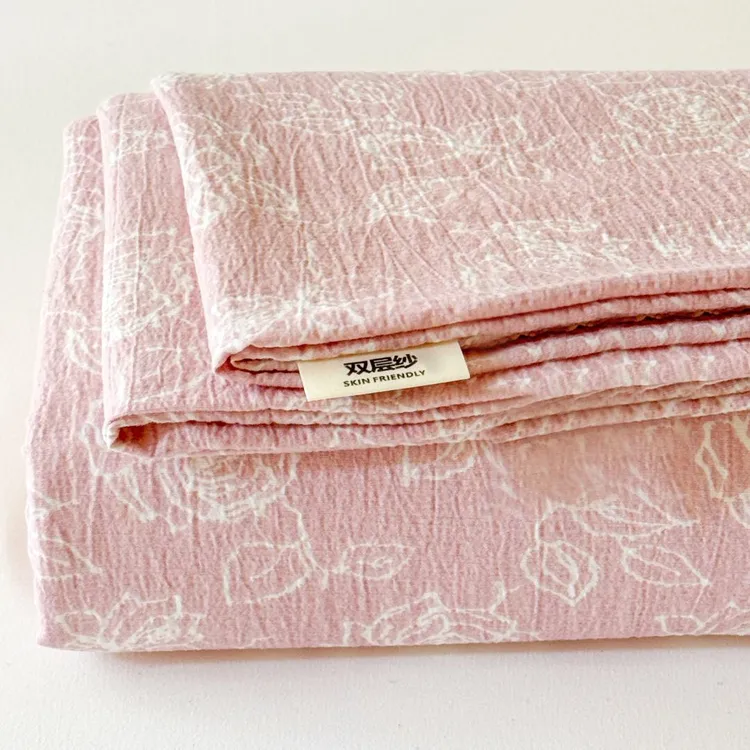 皱皱纱双层纱床单单件柔软四季通用透气防滑双人床单榻榻米炕单