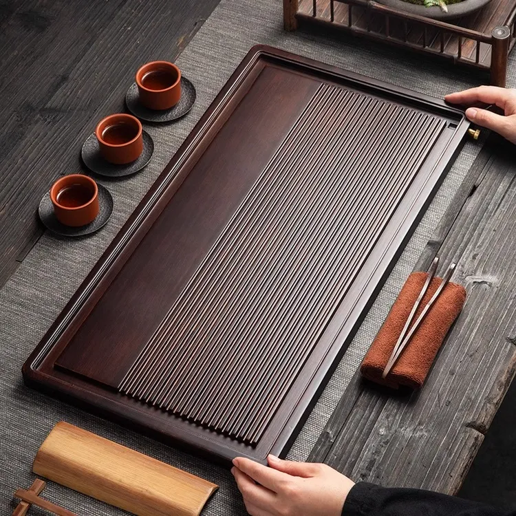 竹制茶盘家用茶台用茶具托盘简易专用桌面干泡台长方形排水式茶海