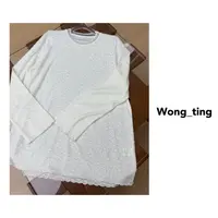 wong_ting早秋小众设计师蕾丝波浪边百搭长袖T恤81685