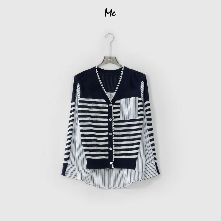 ME【法式针织拼接开衫】轻奢极简百搭休闲小众设计款时尚MEQA1116