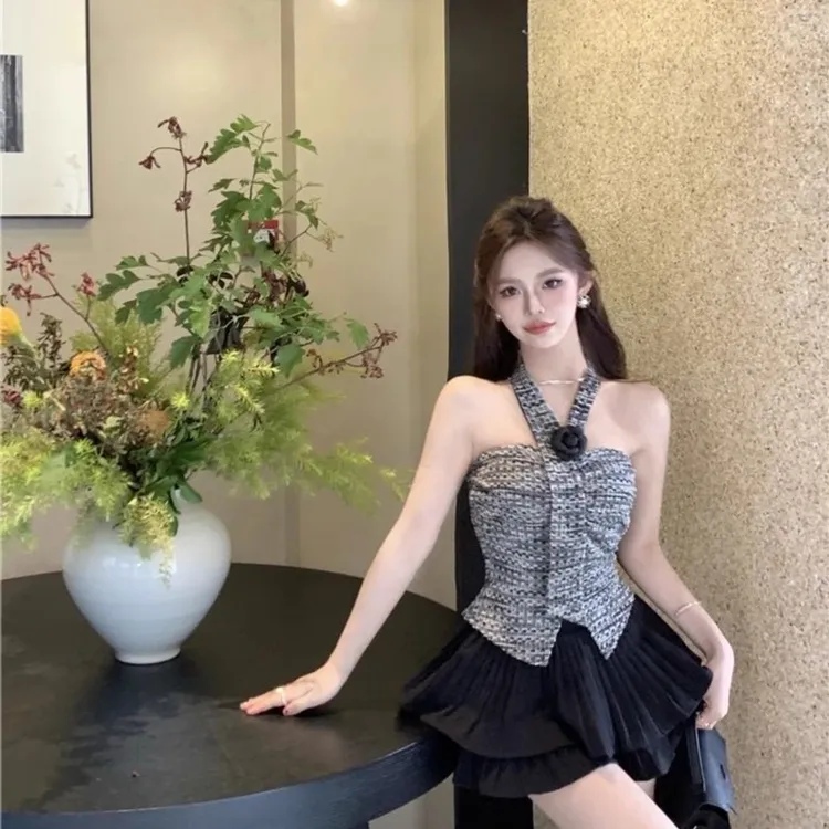 吊带背心修身显瘦短款挂脖女夏季外穿高级感性感辣妹抹胸无袖上衣