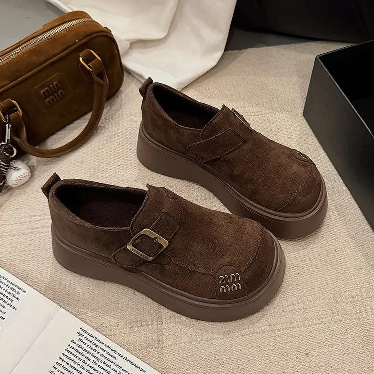 厚底复古勃肯鞋女2025春季新款不累脚增高百搭大头一脚蹬博肯单鞋