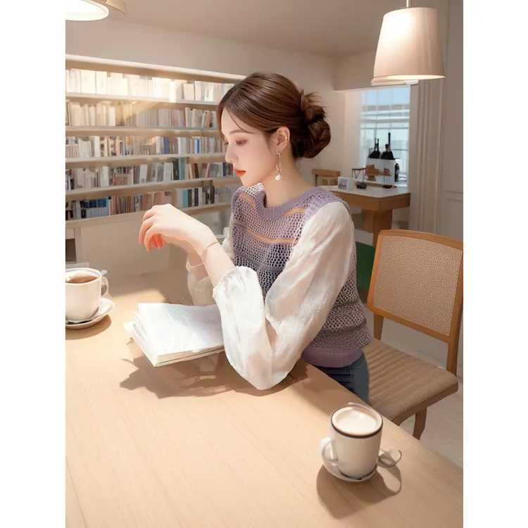 超好看条纹套头镂空针织女款夏季薄款2025新款外穿百搭上衣两件套