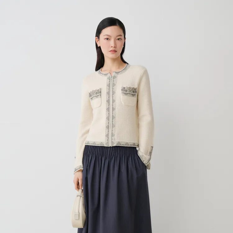 【商场同款】HPLY荷比俪秋新女小香风古典毛衫外套HYE34650217