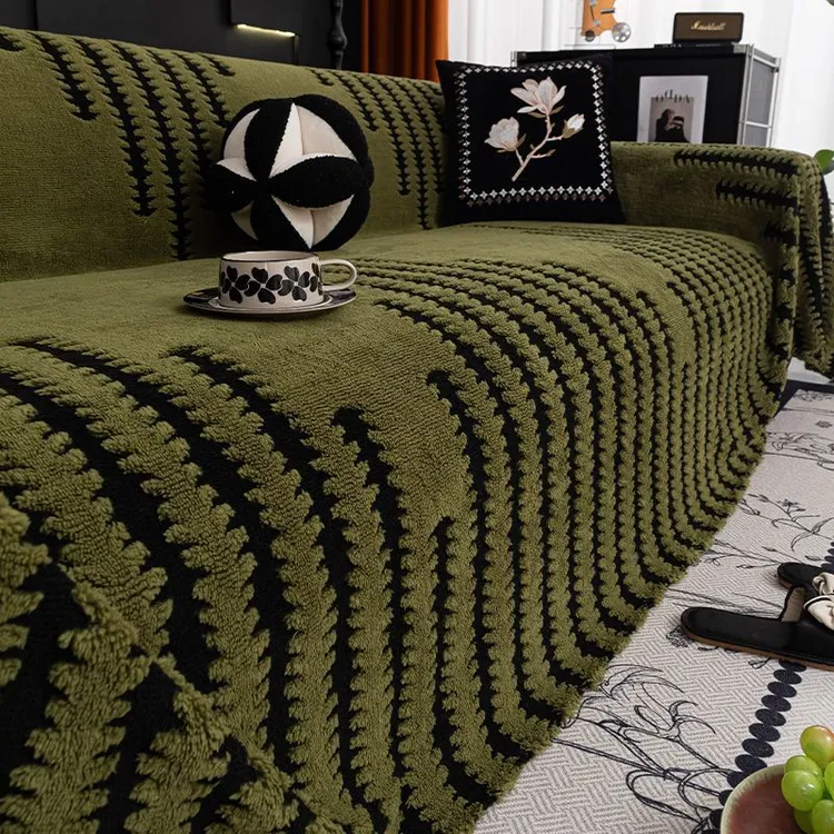 毛绒沙发盖布秋冬加厚防滑沙发巾轻奢高级感一片式坐垫全包套罩毯