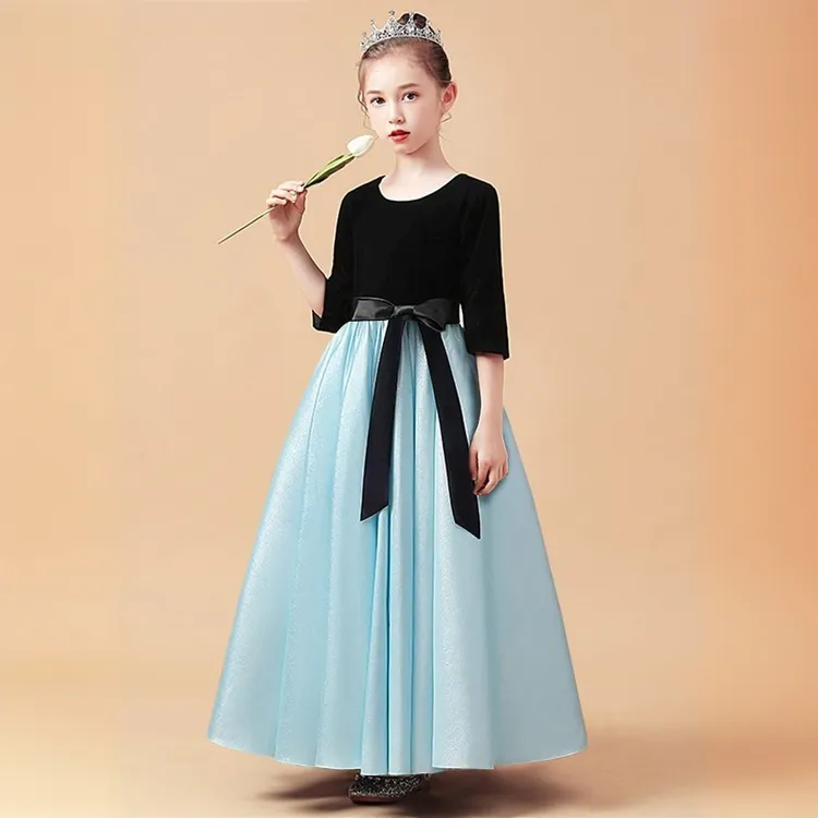 女童生日公主裙儿童高端钢琴古筝演出服小主持人礼服裙乐团晚礼服