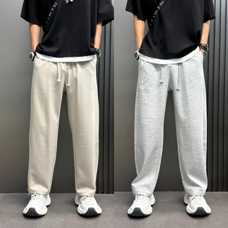 纯色垂感休闲裤2025男士百搭直筒裤潮流痞帅小脚长裤大气哈伦裤子