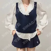 秋季V领不易变形针织衫马甲宽松型马甲休闲衬衣搭配