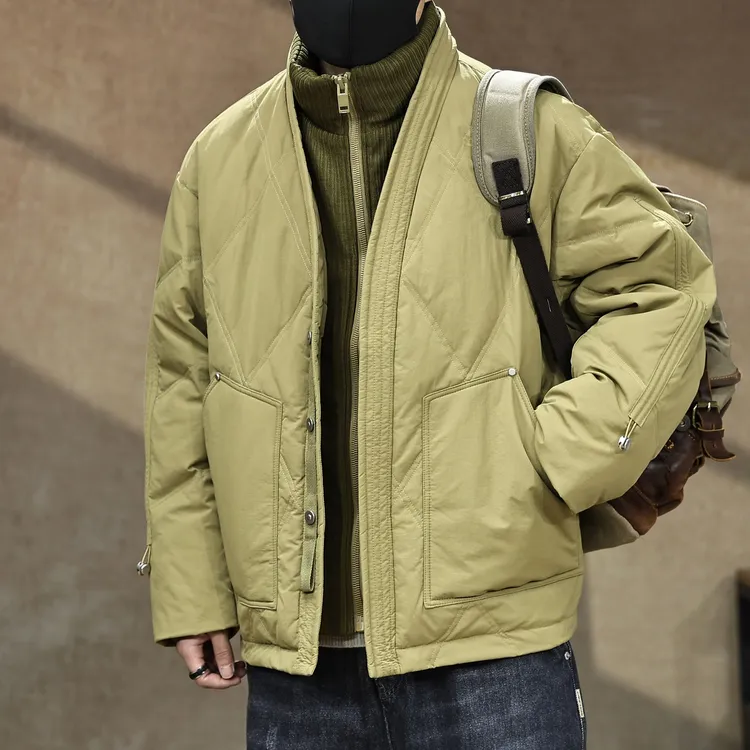 假两件羽绒服男冬季潮牌新款加厚保暖立领男士短款工装90鸭绒外套