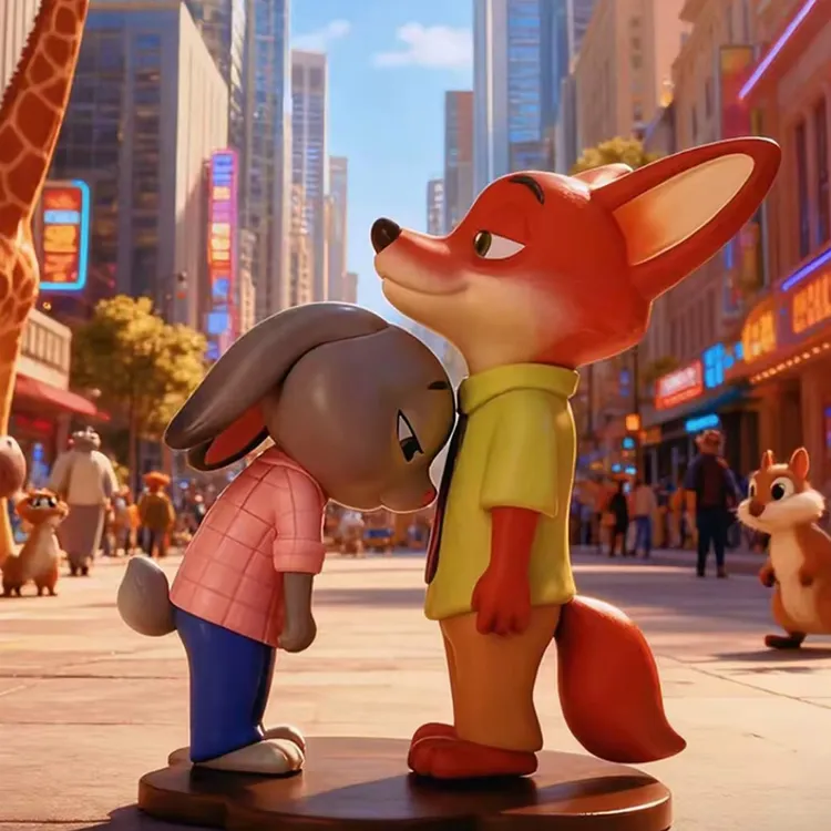 【现货】疯狂动物城甜蜜依靠朱迪尼克摆件可爱送朋友情侣生日礼物