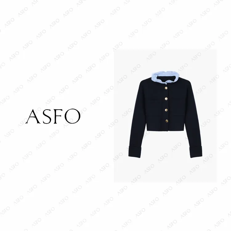 【AS小蓝花】25新法式可拆卸衣领小香风针织开衫AS25QZZ04205