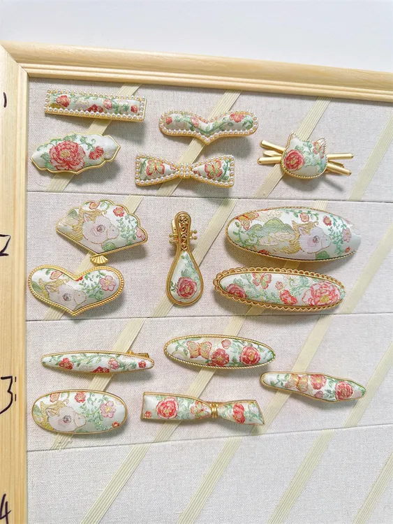 纯手工新中式宋锦发夹高级感国风高端弹簧复古夹子头饰发饰