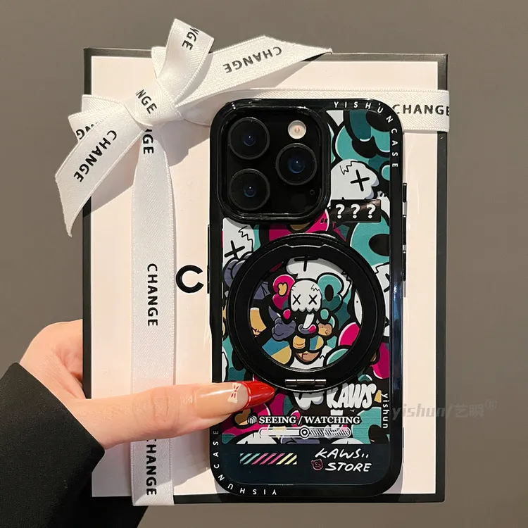创意彩绘小丑考斯苹果16ProMax手机壳新款360旋转磁吸支架iPhone1