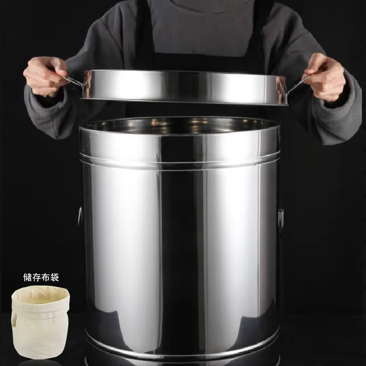不锈钢陈皮桶茶叶桶大号铁桶加厚密封罐储粮桶储存罐专用带盖高档