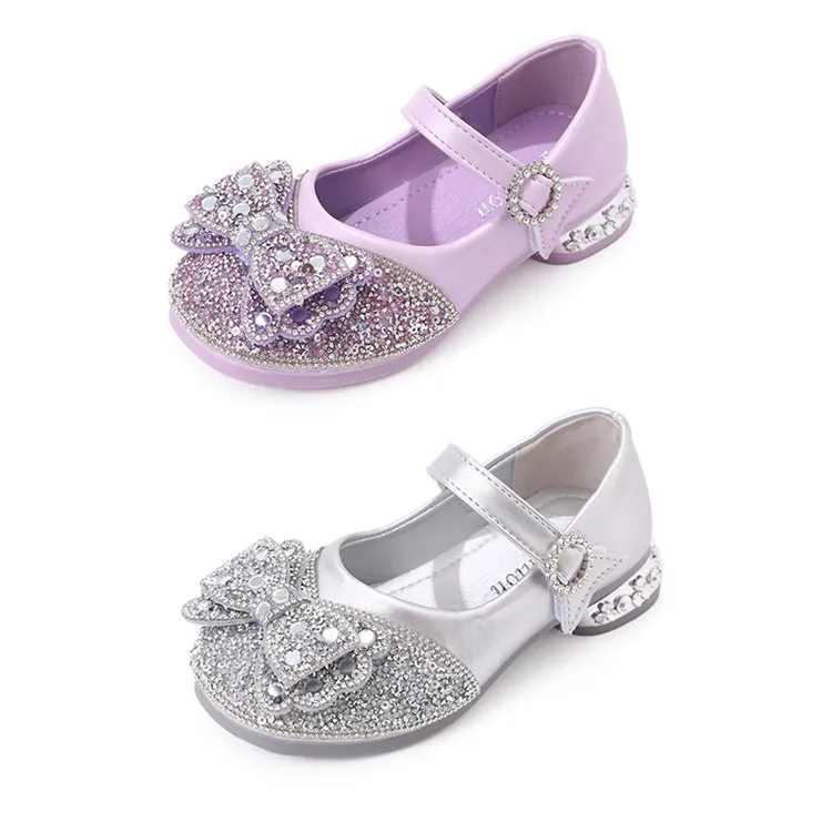 女童高跟公主鞋2025春秋新款演出配礼服小女孩软底水晶鞋子小皮鞋