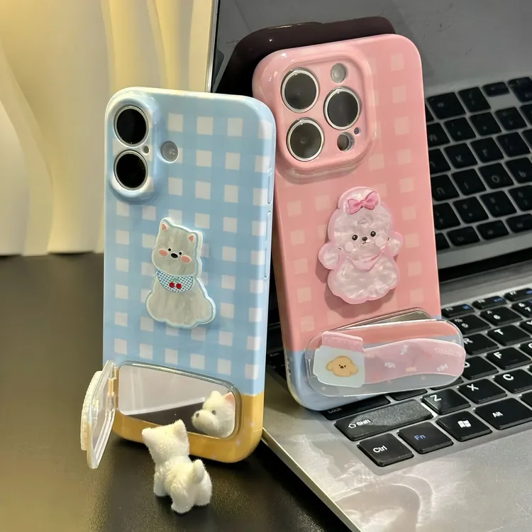 小狗贴件支架适用苹果15/16promax手机壳华为p70vivo小米14oppo套