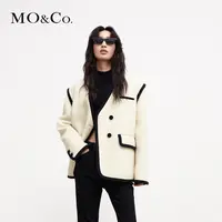 【达人专享】MOCO冬季绵羊毛混纺撞边宽肩毛呢外套MBC4COTT02