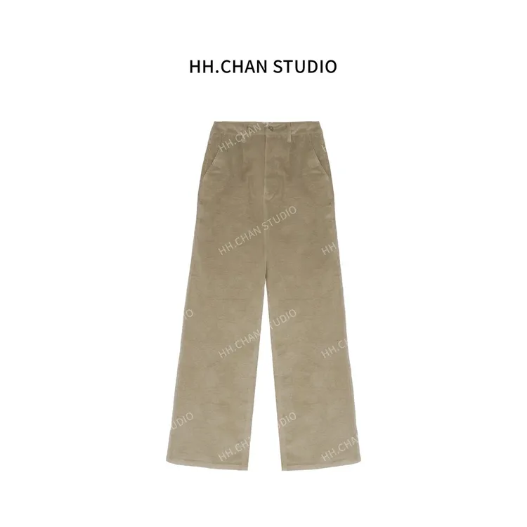 HH.CHAN‘清新灯芯绒”100%棉浅卡其色灯芯绒直筒裤HH53S38703