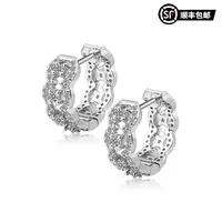 WIC蕾丝花边莫桑钻S925银针直针镂空镶耳环法式