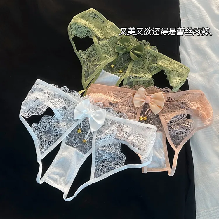 性感夜店野猫妖精低腰棉裆镂空蕾丝网纱透气纯欲日系女士三角内裤