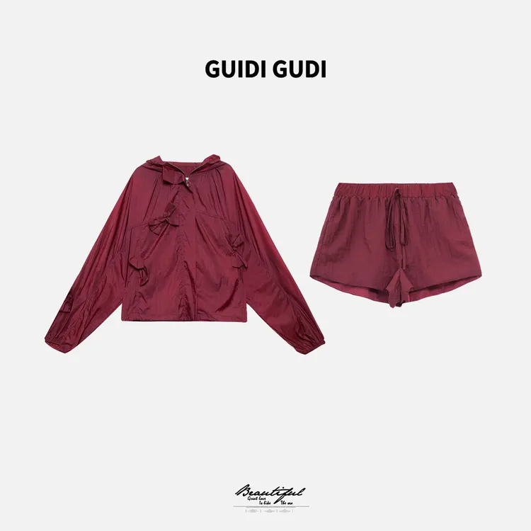 GUIDI GUDI【红酒海】舒适法式外套+短裤套装/黄加蓝