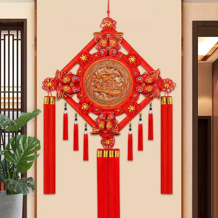 高档中国结挂件客厅大号桃木福字玄关走廊电视墙乔迁新春装饰Q581