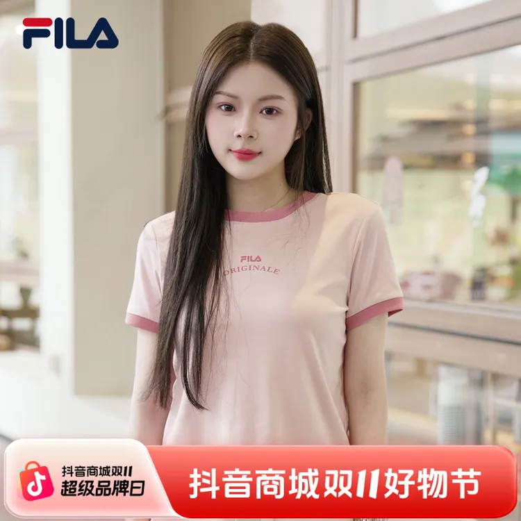 FILA 斐乐官方女子针织短袖衫2025夏新款时尚休闲防晒凉感基础T恤
