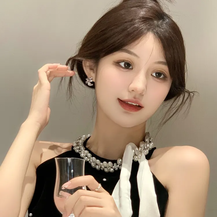 FULL GIRLISH耳环02514轻奢蝴蝶结珍珠耳钉耳饰