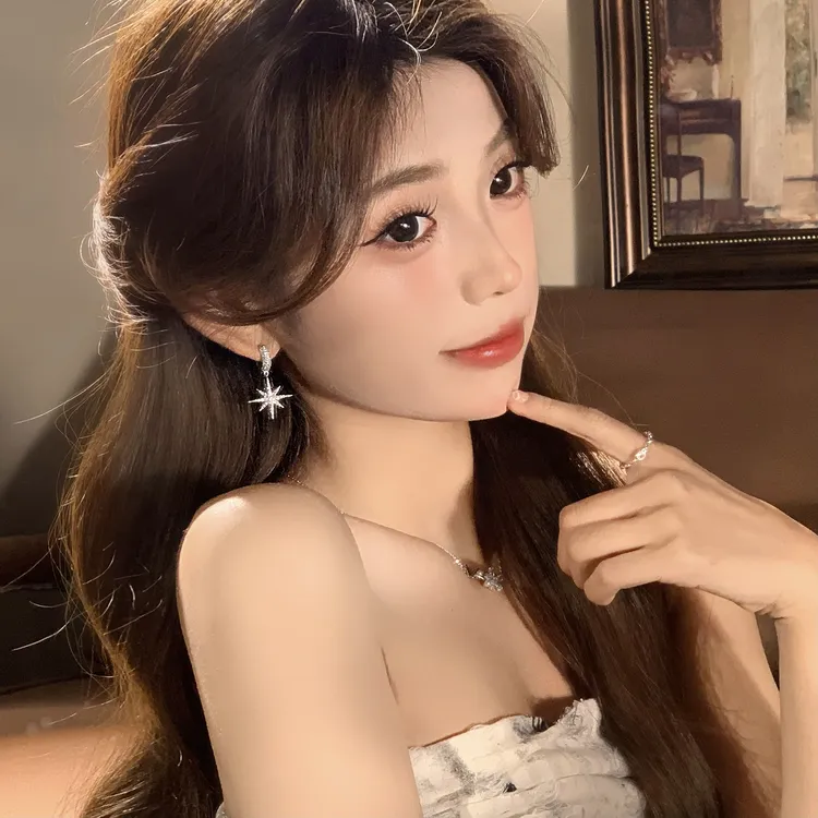 FULL GIRLISH耳环01197满镶精致八芒星耳饰女