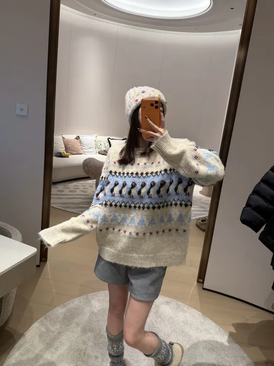 BETTERJOELAY -【冰川语法】羊毛时尚圆领套头毛衣休闲风WS922122