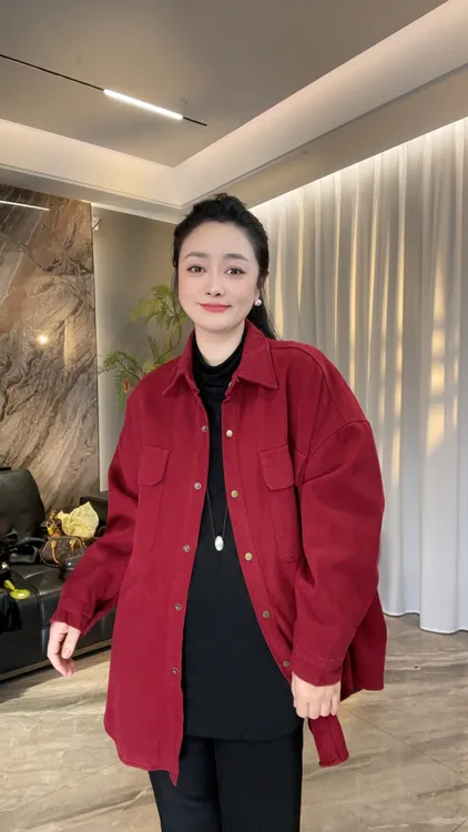 【厚款】冬季新款宽松大版纯色复合银狐绒厚款保暖纯色百搭衬衫2310