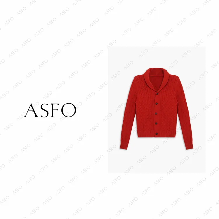 【AS青红】25新经典绞花青果领弹力修身羊毛衫AS25DMZZS01214