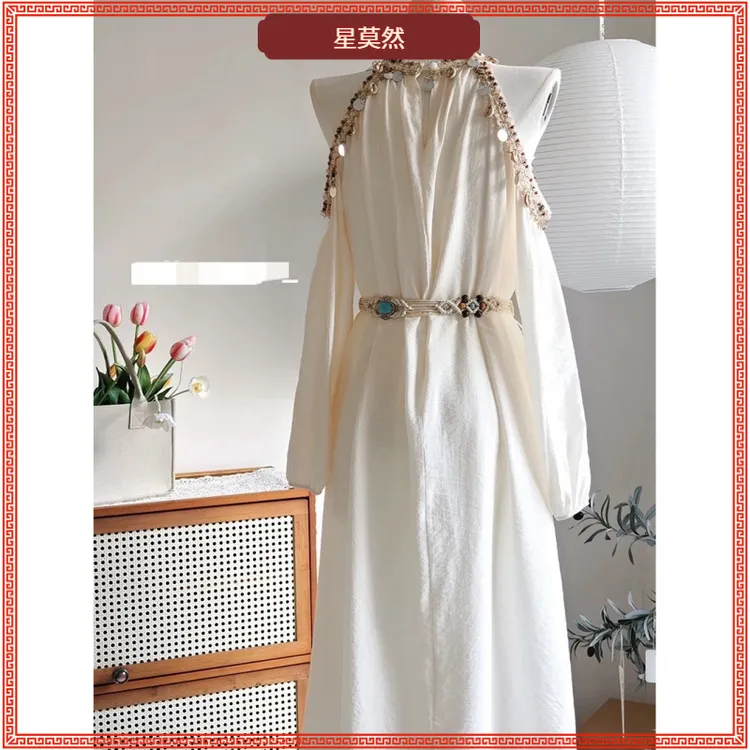 I夏季新款法式气质露肩波西米亚度假风时尚收腰显瘦茶歇连衣裙II