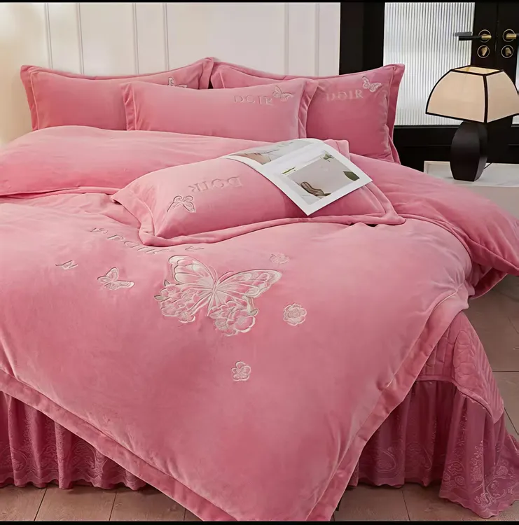 全新升级【梦蝶系列】 蕾丝款 绒床盖四件套 加厚 保暖 锁温 御寒