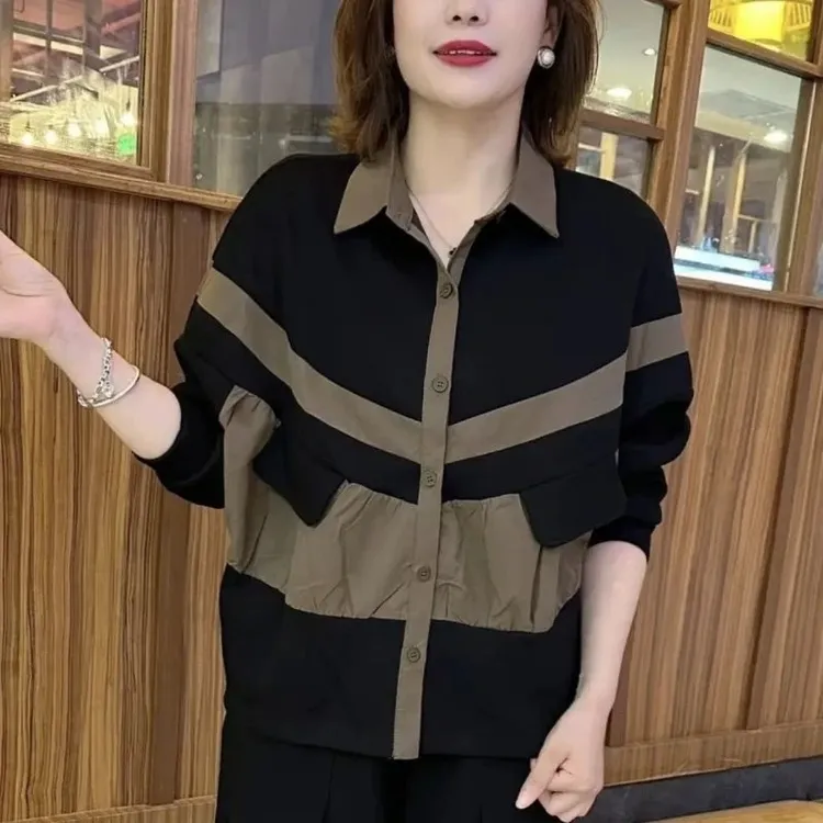 春季短款女显瘦薄款时尚外套拼接短外套长袖休闲不褪色洋气短外套