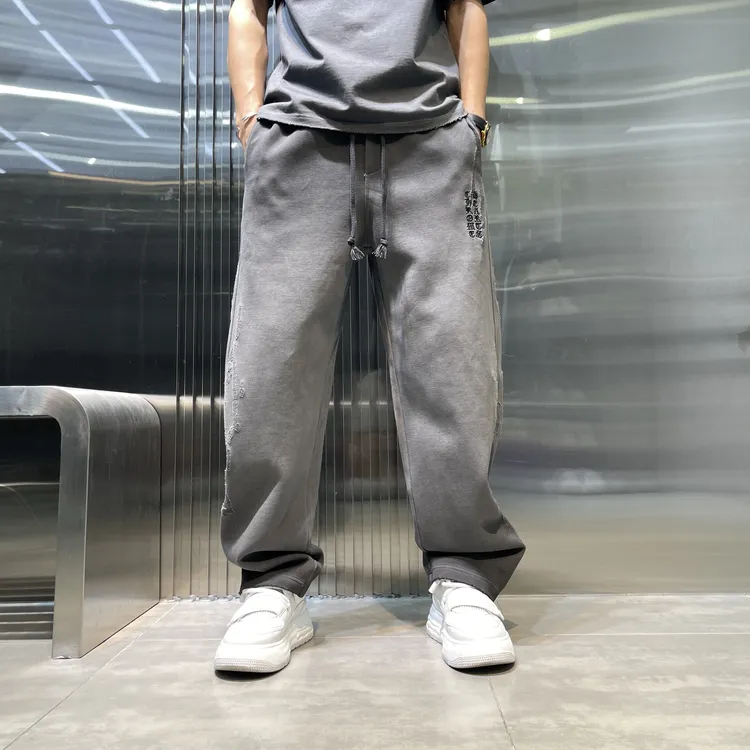 2025秋冬新款男士重工直筒休闲裤激光烧花工艺宽松百搭加长款裤子