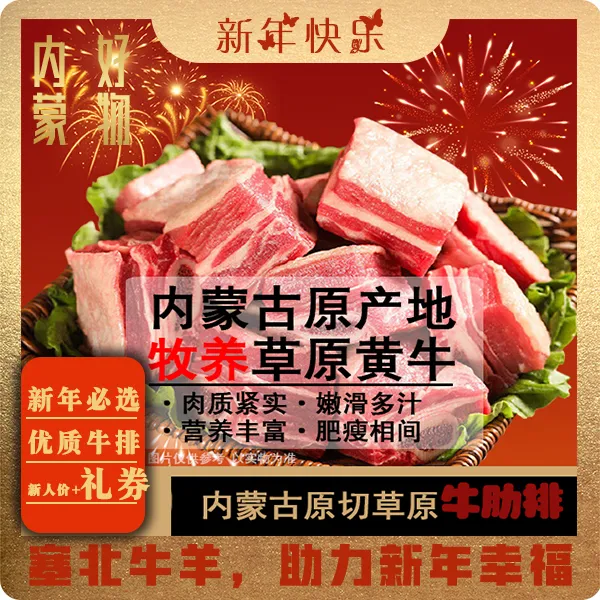 【塞北牛羊】内蒙古草原牛排5斤装｛新年年货节｝家庭聚餐
