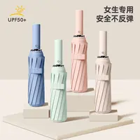 【防回弹全自动伞】黑胶防紫外线简约遮阳雨伞加大加固