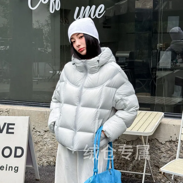 【云朵泡芙2.0】多巴胺90白鸭绒龟背款休闲百搭纯色短款连帽羽绒服