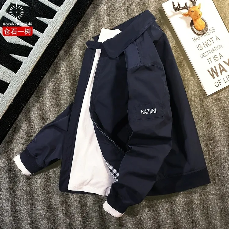 仓石一树新款痞帅行政夹克外套男装秋冬舒适翻领百搭休闲长袖上衣