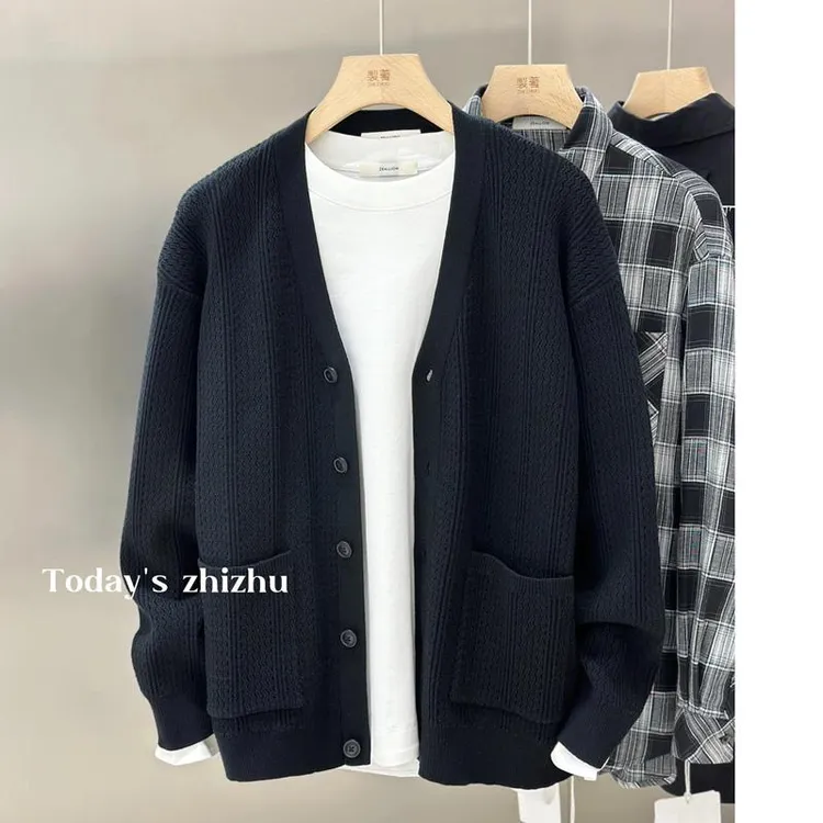 2025最新款小众气质高级感针织衫开衫毛衣男士春季休闲外穿毛线衣