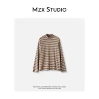 MZX 秋季极简风条纹撞色半高领上衣 SY10617-P