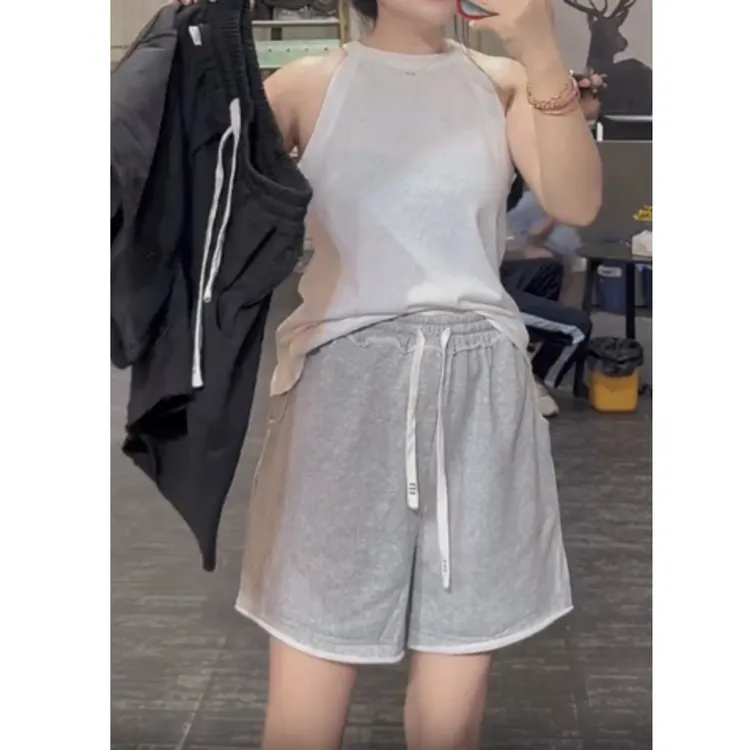 2025夏季新款高腰显瘦大码阔腿显瘦休闲卫裤短裤