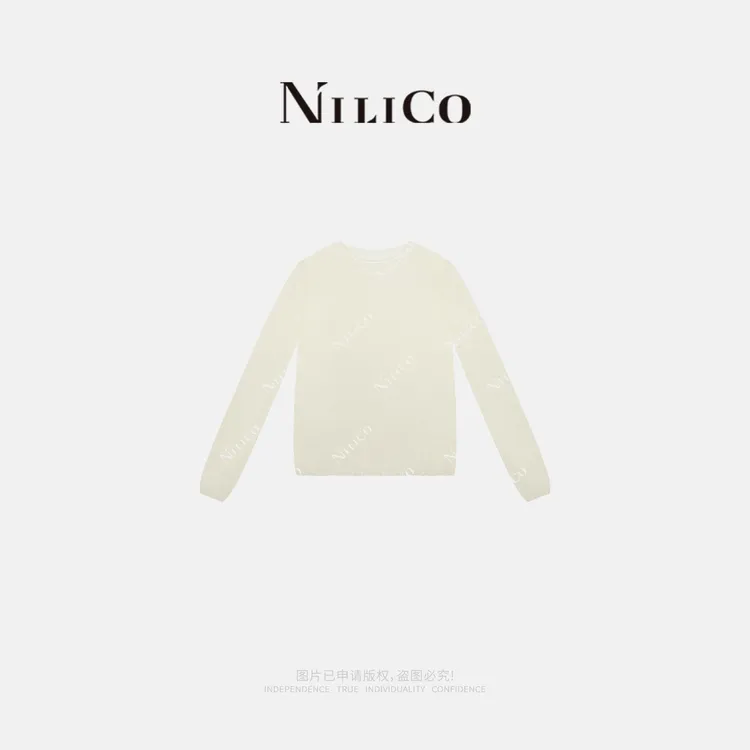 NILICO【极简从绒】羊绒羊毛混纺小一字领宽松百搭气质慵懒毛衣