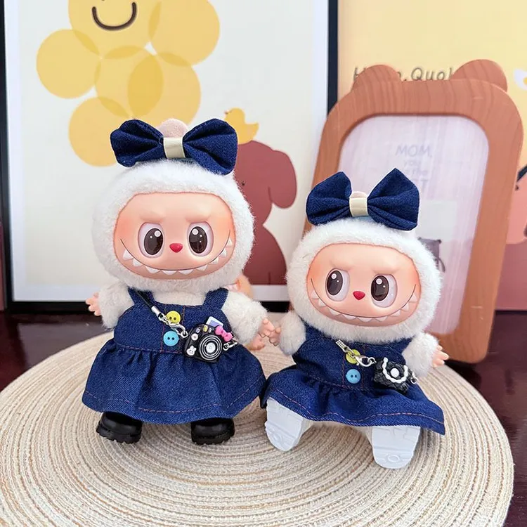【娃衣】一二三代钥匙扣Labubu衣服挂件拉布布蓝莓布丁裙套装可爱