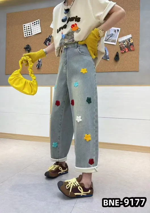 9177*冬季老爹裤百搭显瘦加绒牛仔裤宽松百搭韩版