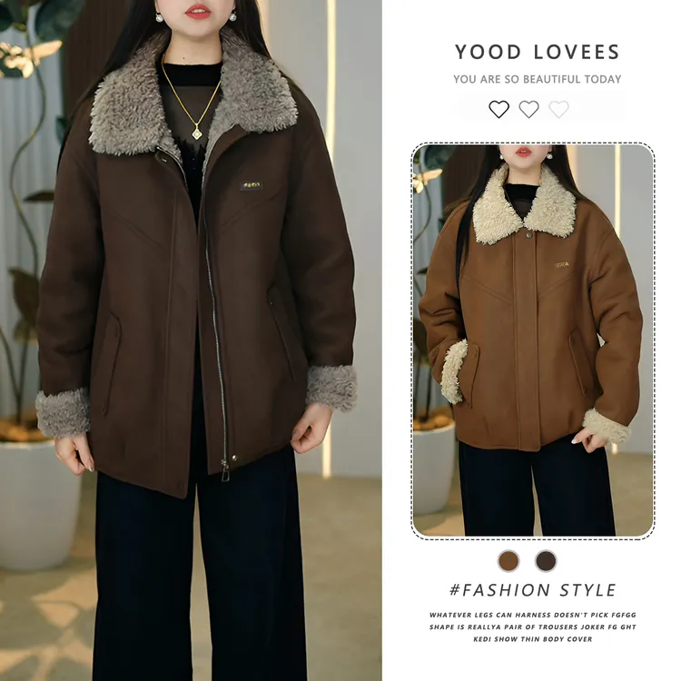 时尚加绒加厚短外套女2025冬季新款洋气宽松显瘦百搭保暖休闲上衣