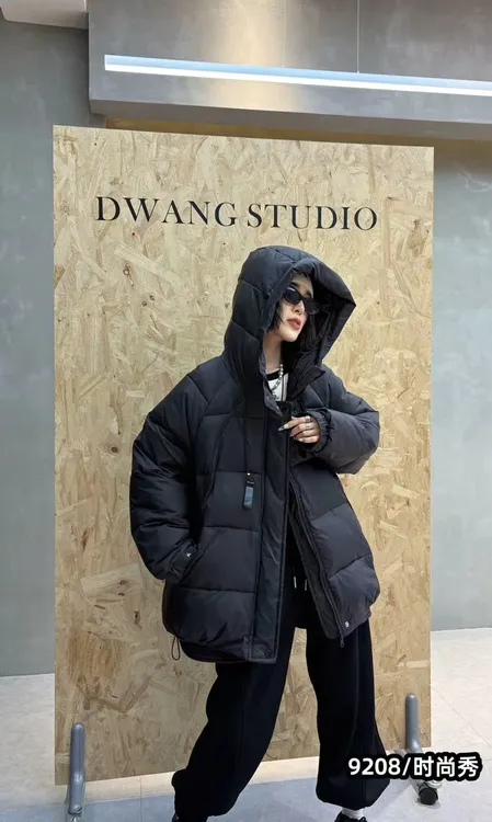 胖嘻哈秋季新款时尚休闲百搭纯色连帽拉链大码棉服9208